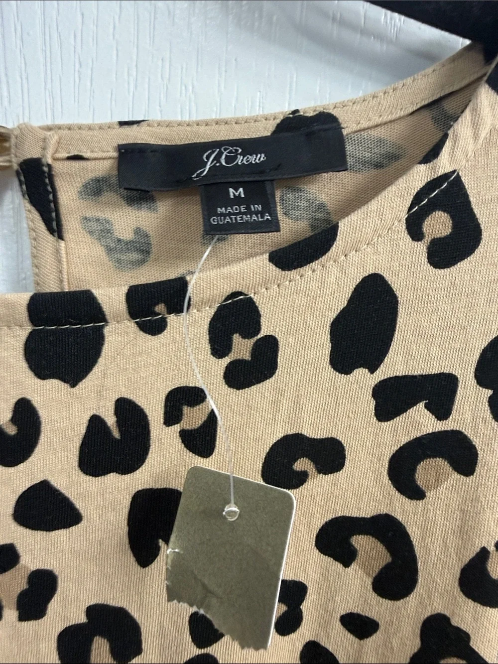J Crew Leopard Print Short Sleeve Tee - Beige/Black Relaxed Fit